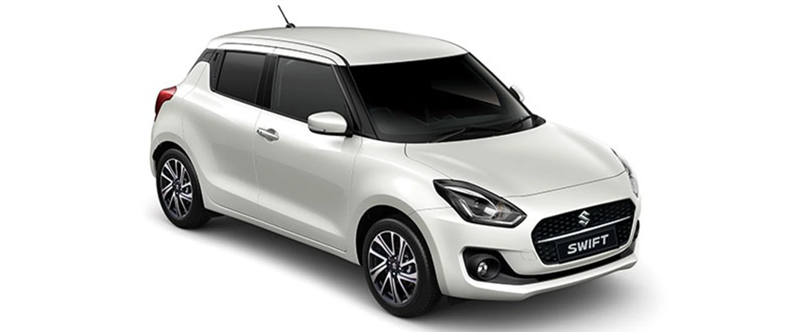 Suzuki Swift in white, front three-quarter view